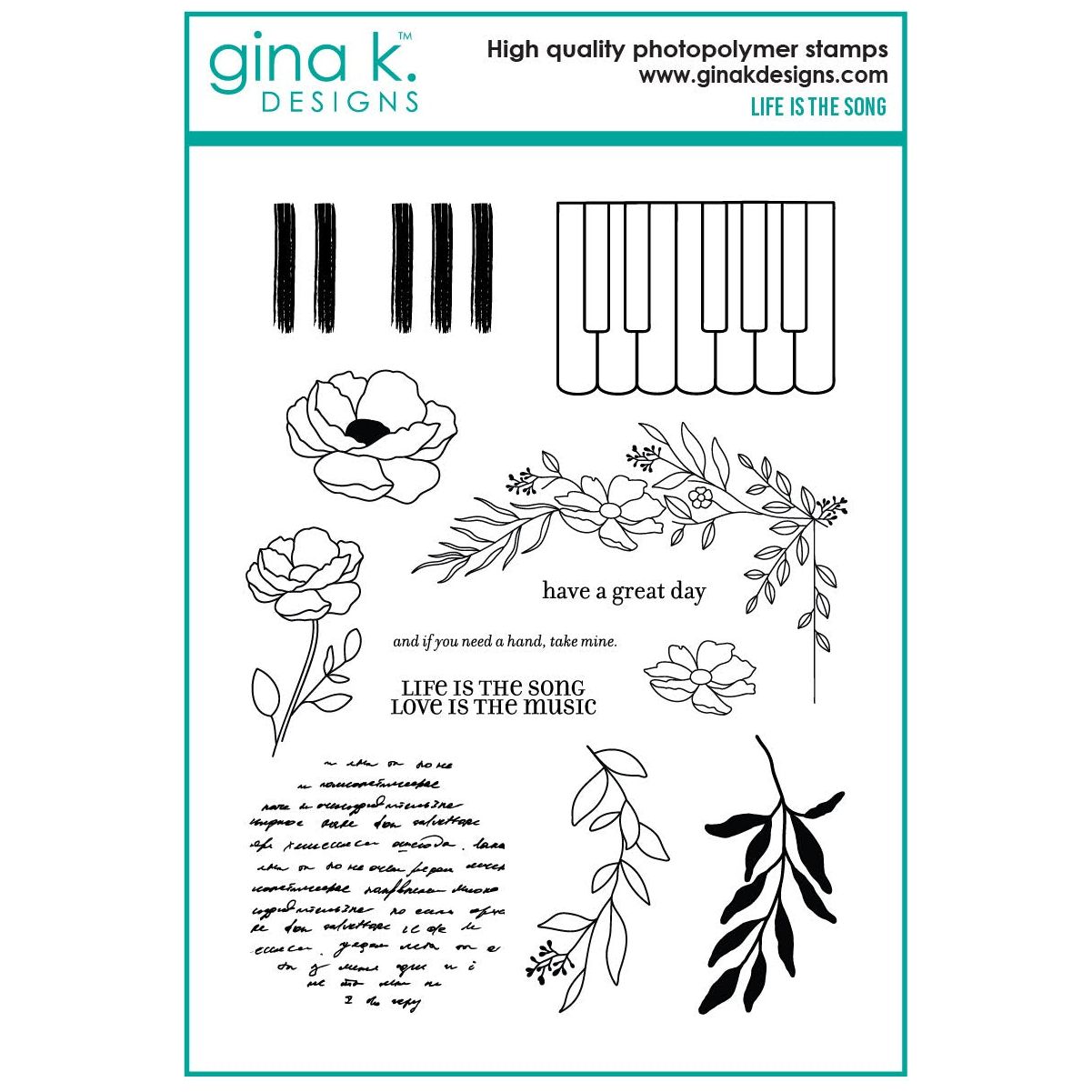 Gina K Designs Life is the Song Stamps and Dies Bundle lhdie0499 stamps