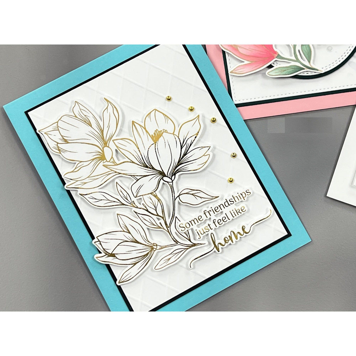 Gina K Designs Life’s Best Moments STAMPtember Exclusive Poly-Glaze Foiling Sheets Floral Friend Card Gold Foil