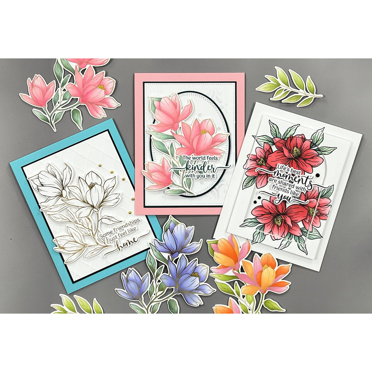 Gina K Designs Life’s Best Moments STAMPtember Exclusive Poly-Glaze Foiling Sheets Floral Friend Cards