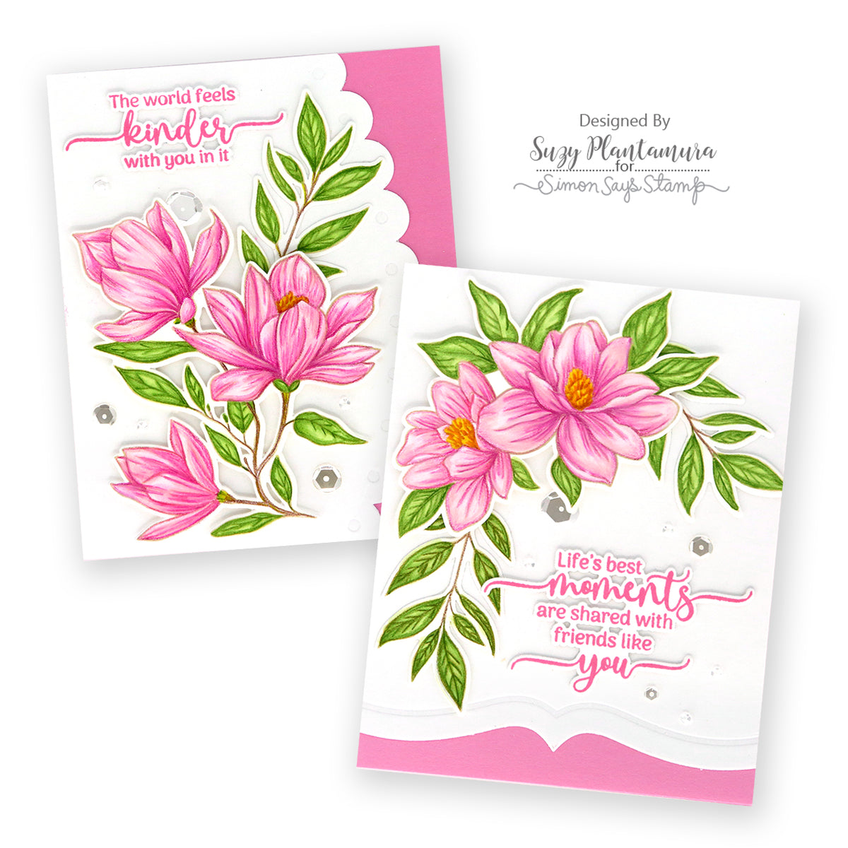 Gina K Designs Life’s Best Moments STAMPtember Exclusive Stamps 2505ssc Floral Card Set Pink | color-code:ALT07