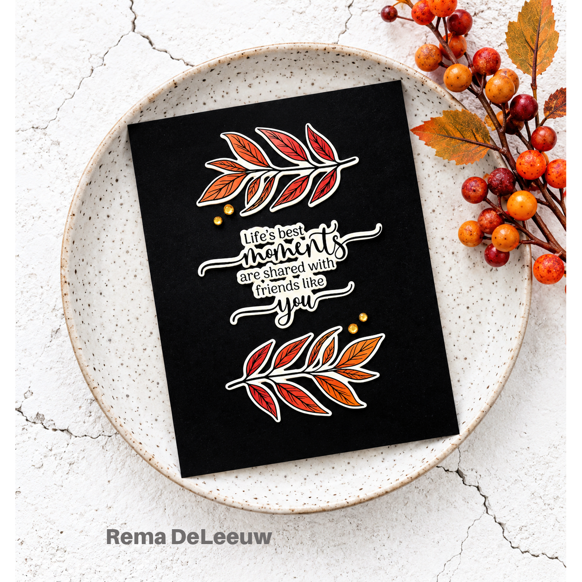 Gina K Designs Life’s Best Moments STAMPtember Exclusive Stamps 2505ssc Floral Friend Card High Contrast