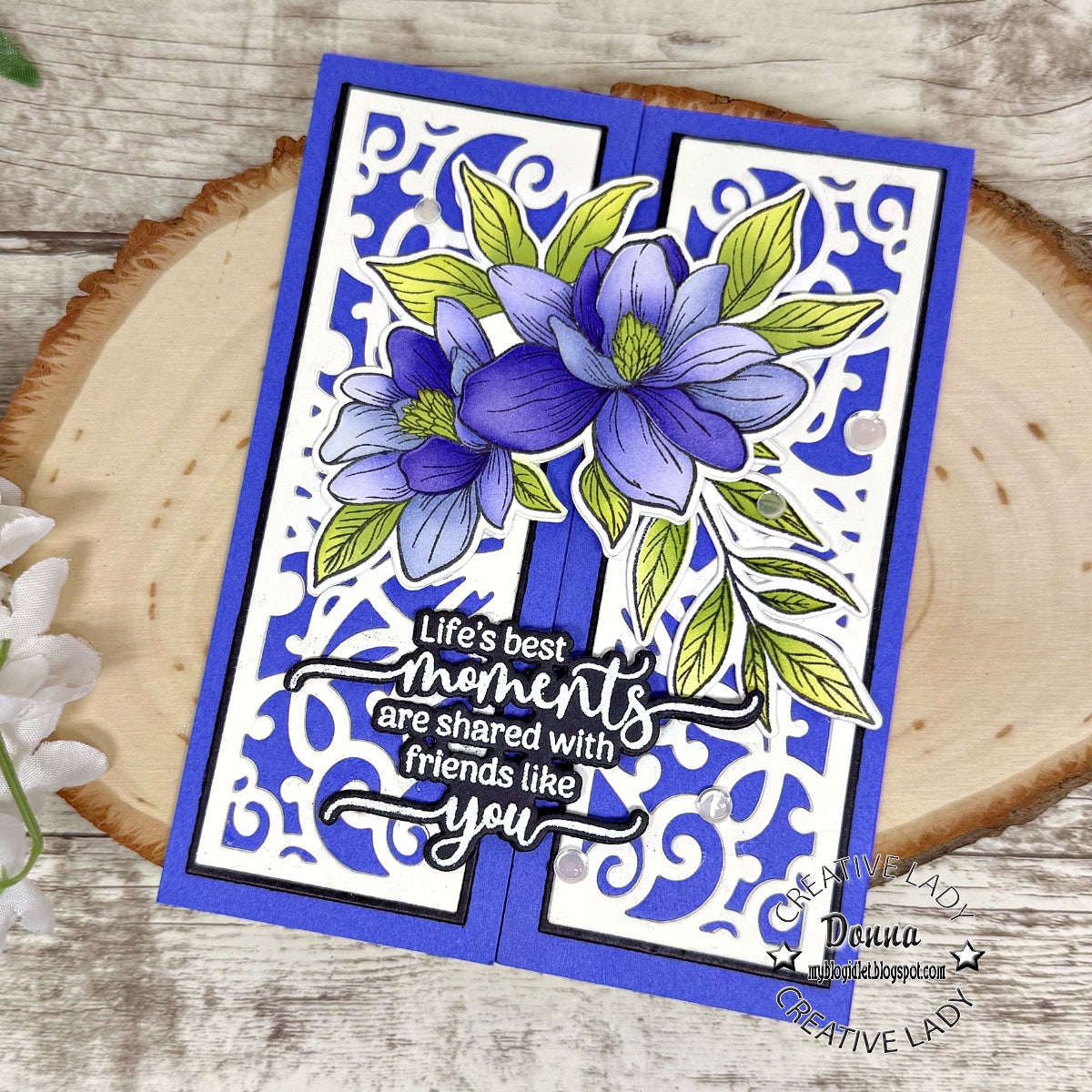 Gina K Designs Life’s Best Moments STAMPtember Exclusive Stamps 2505ssc Floral Friend Card Intricate Purple