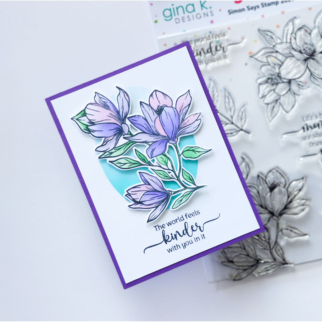 Gina K Designs Life’s Best Moments STAMPtember Exclusive Stamps 2505ssc Floral Friend Card Lavender