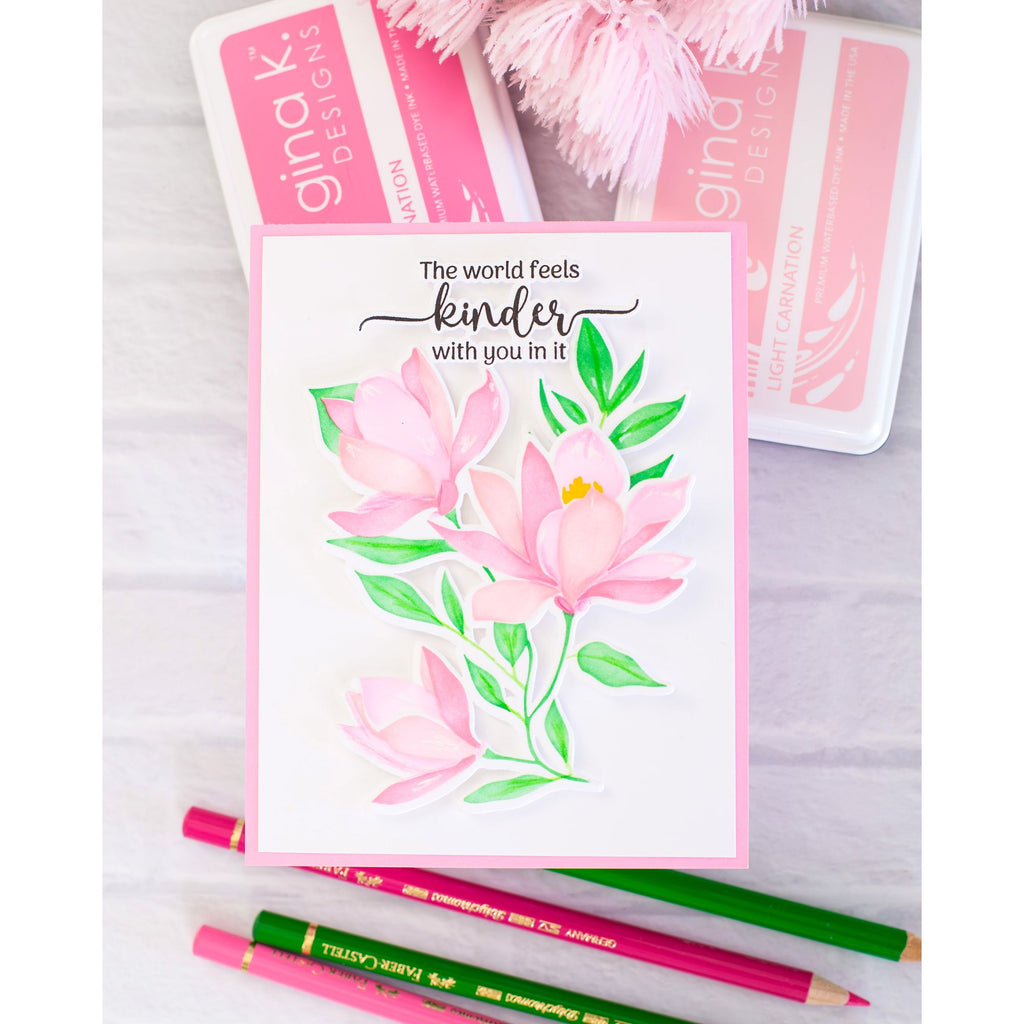Gina K Designs Life’s Best Moments STAMPtember Exclusive Stamps 2505ssc Floral Friend Card Light Pink