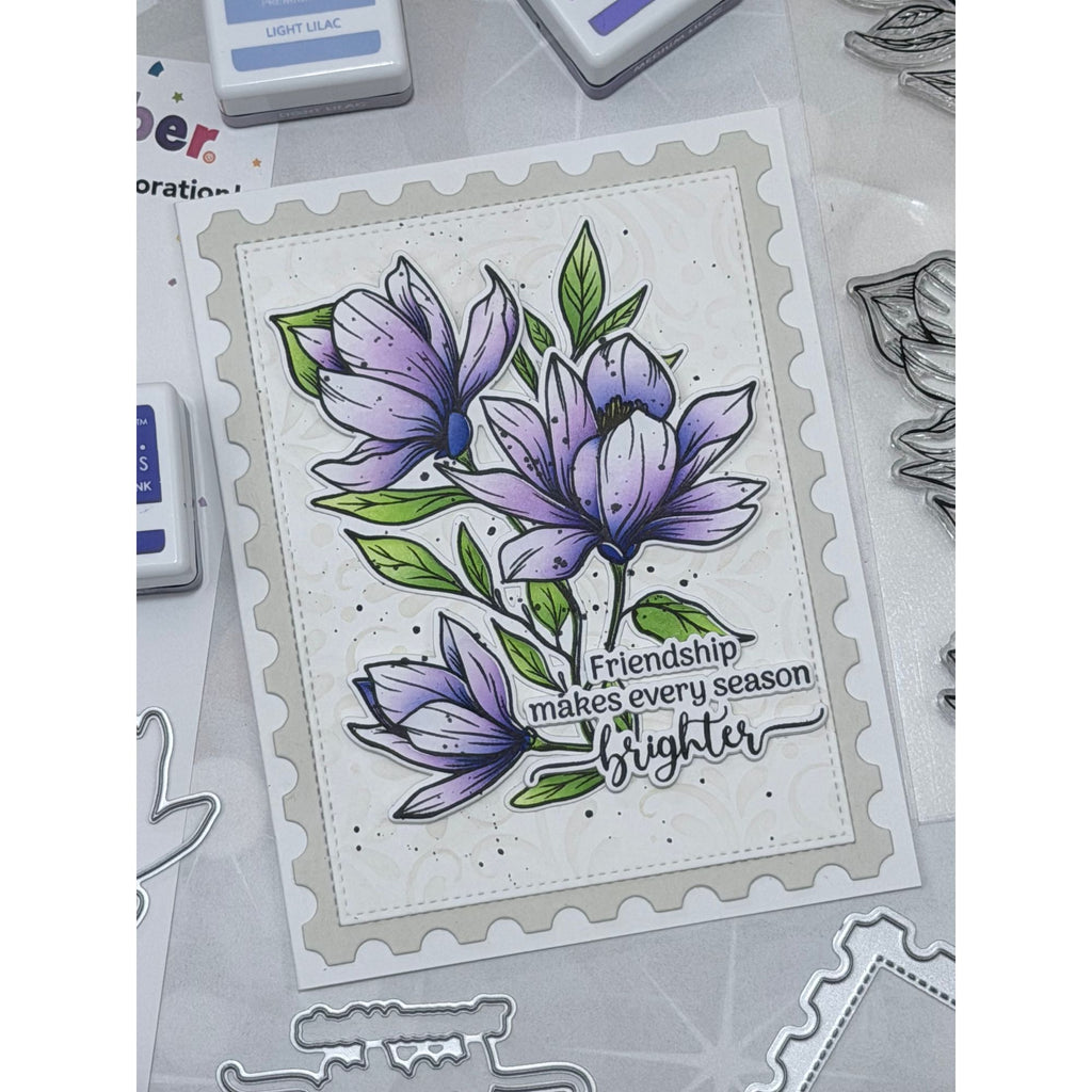 Gina K Designs Life’s Best Moments STAMPtember Exclusive Stamps 2505ssc Floral Friend Card Neutral and Lavender