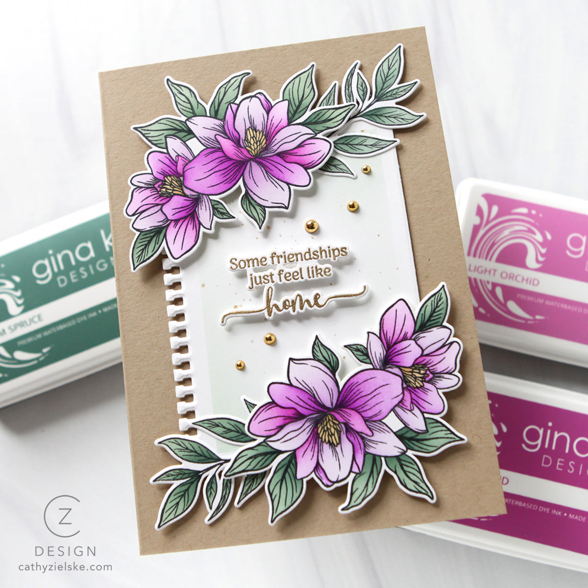 Gina K Designs Life’s Best Moments STAMPtember Exclusive Stamps 2505ssc Floral Friend Card Purple