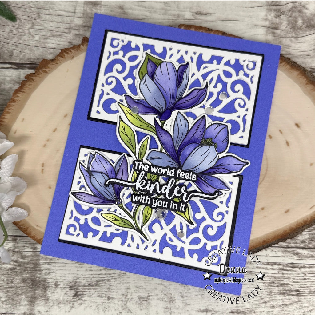 Gina K Designs Life’s Best Moments STAMPtember Exclusive Stamps 2505ssc Floral Friend Card Royal Purple