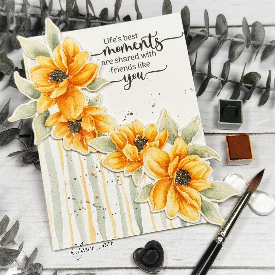 Gina K Designs Life’s Best Moments STAMPtember Exclusive Stamps 2505ssc Floral Friend Card Yellow Cascade