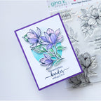 Gina K Designs Life’s Best Moments STAMPtember Exclusive Stamps And Dies Floral Friend Card Light Lavender and White