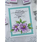 Gina K Designs Life’s Best Moments STAMPtember Exclusive Stamps Dies and Stencils Floral Friend Card Purple and Aqua