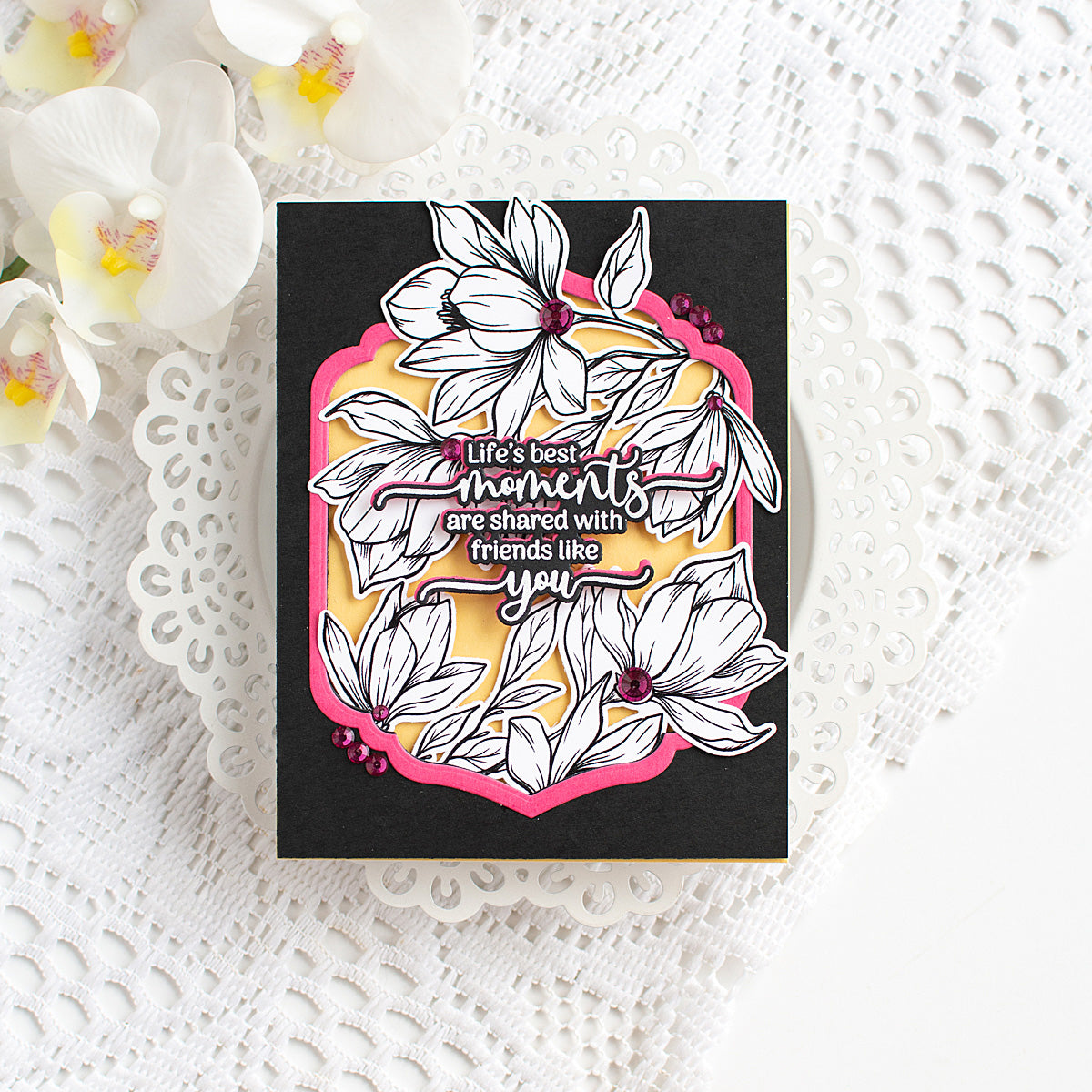 Gina K Designs Life’s Best Moments STAMPtember Exclusive Stamps Dies and Stencils Floral Friend Card Tropical Blooms | color-code:ALT03