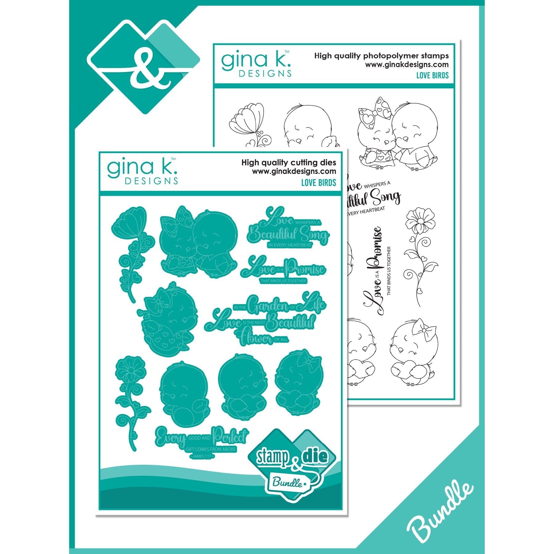 Gina K Designs Love Birds Stamps and Dies Bundle dgdie0479