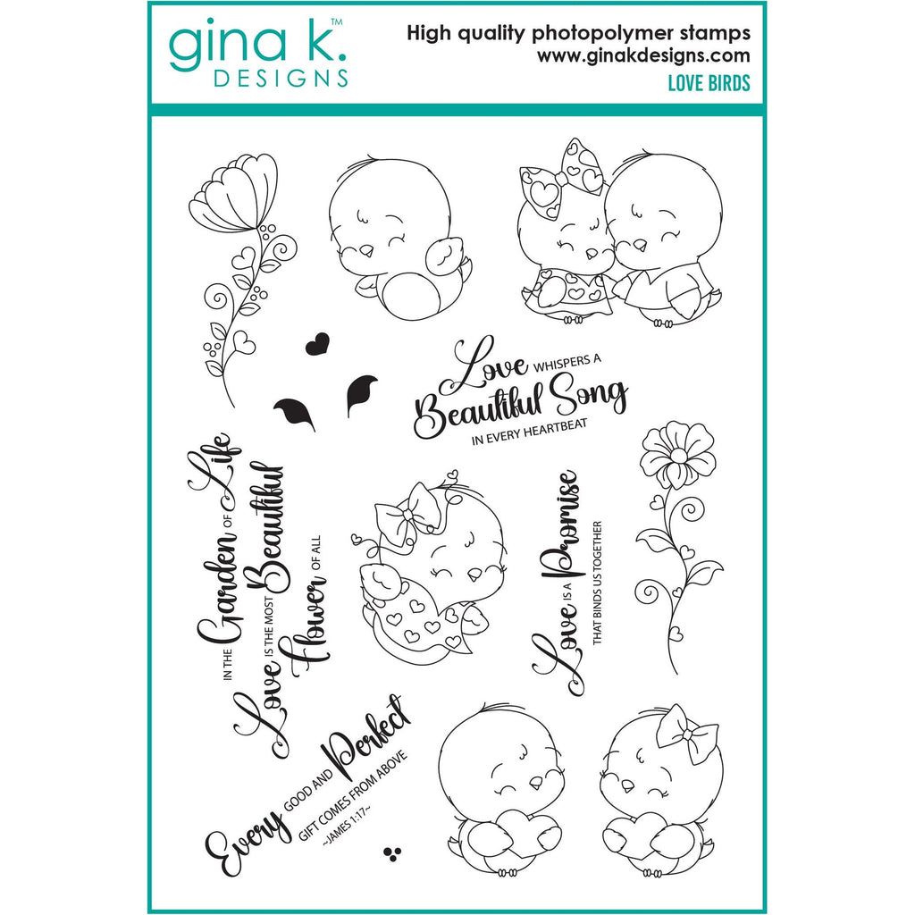 Gina K Designs Love Birds Stamps and Dies Bundle dgdie0479 stamps only