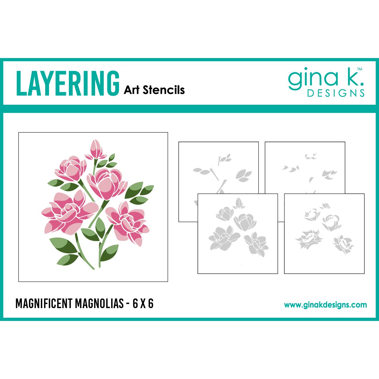 Gina K Designs Magnificent Magnolias Layering Stencils gkdst121