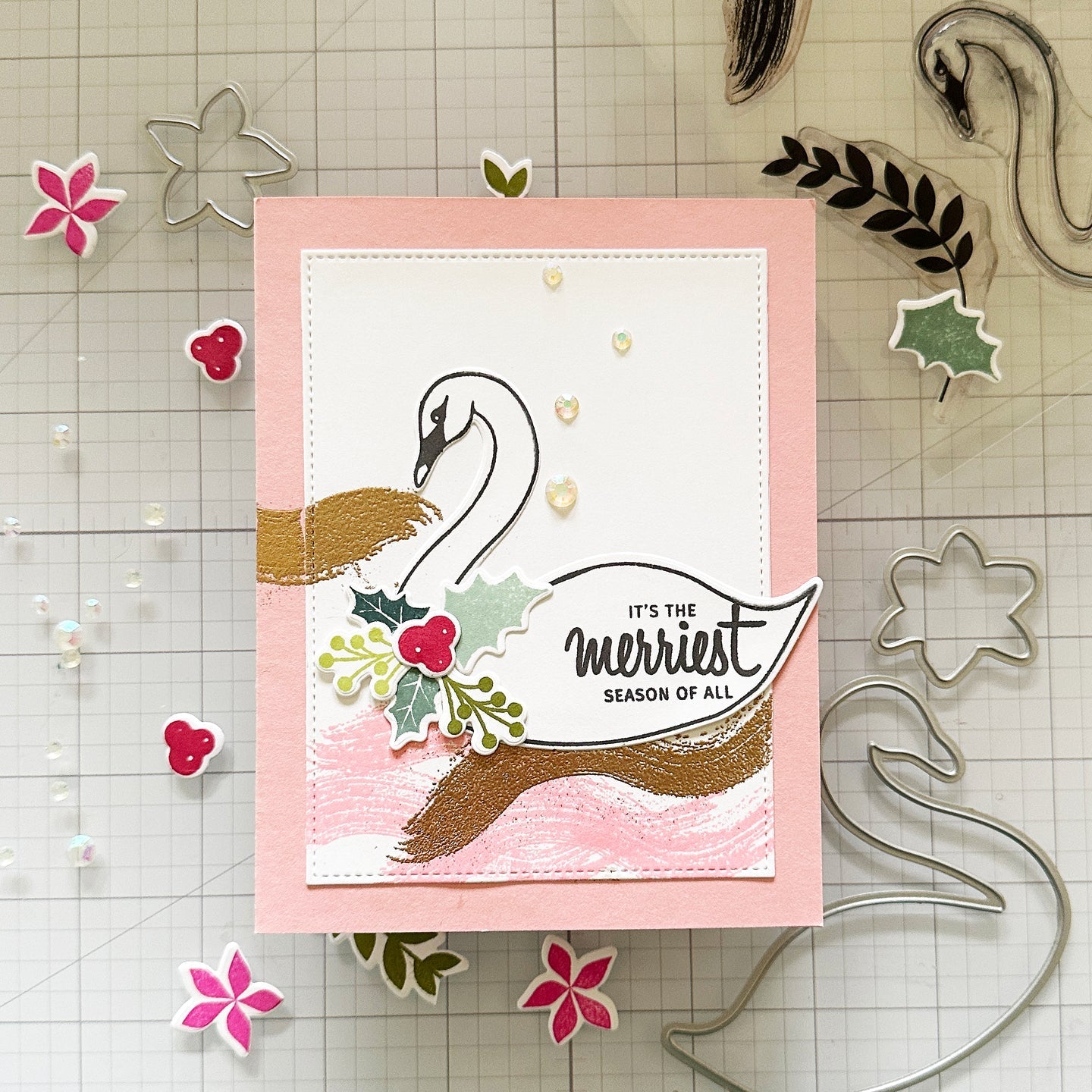 Gina K Designs Merriest Season of All Stamps and Dies Bundle lhdie0451 Holiday Season Merriest Swan