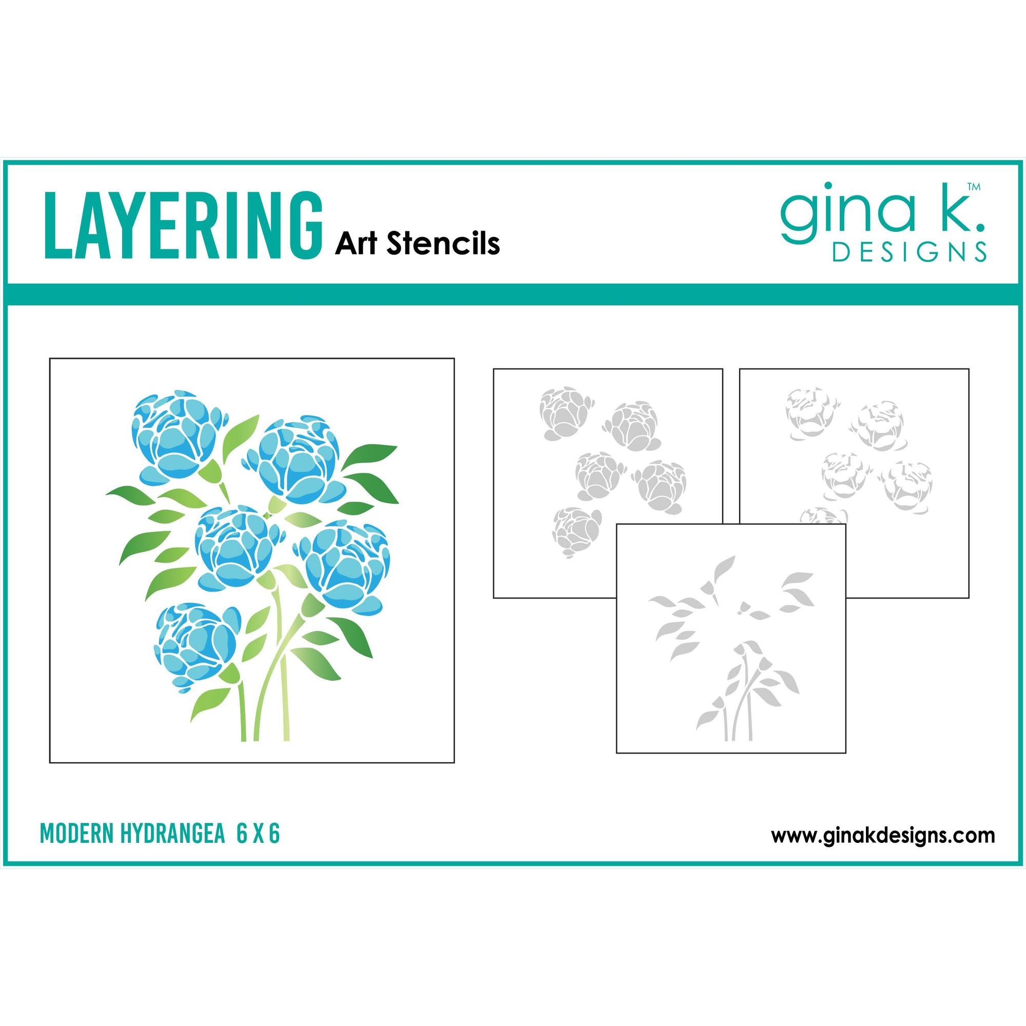 Gina K Designs Modern Hydrangea Layering Stencils gkdst96