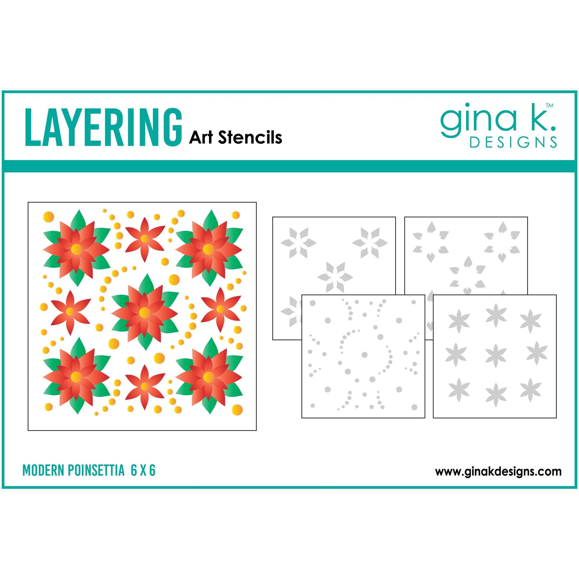 Gina K Designs Modern Poinsettia Layering Stencils gkdst85