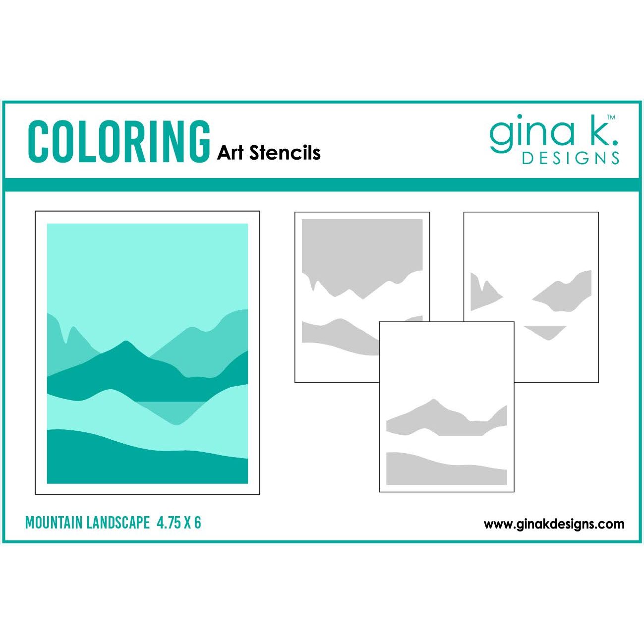 Gina K Designs Mountain Landscape Coloring Stencils gkdst132