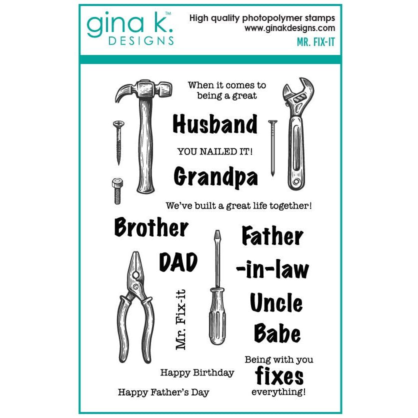 Gina K Designs Mr. Fix-It Stamps and Dies gkdie0540 stamps only