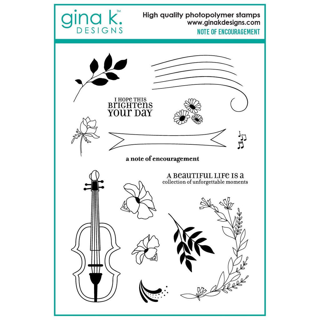 Gina K Designs Note of Encouragements Stamps and Dies lhdie0541 stamps only