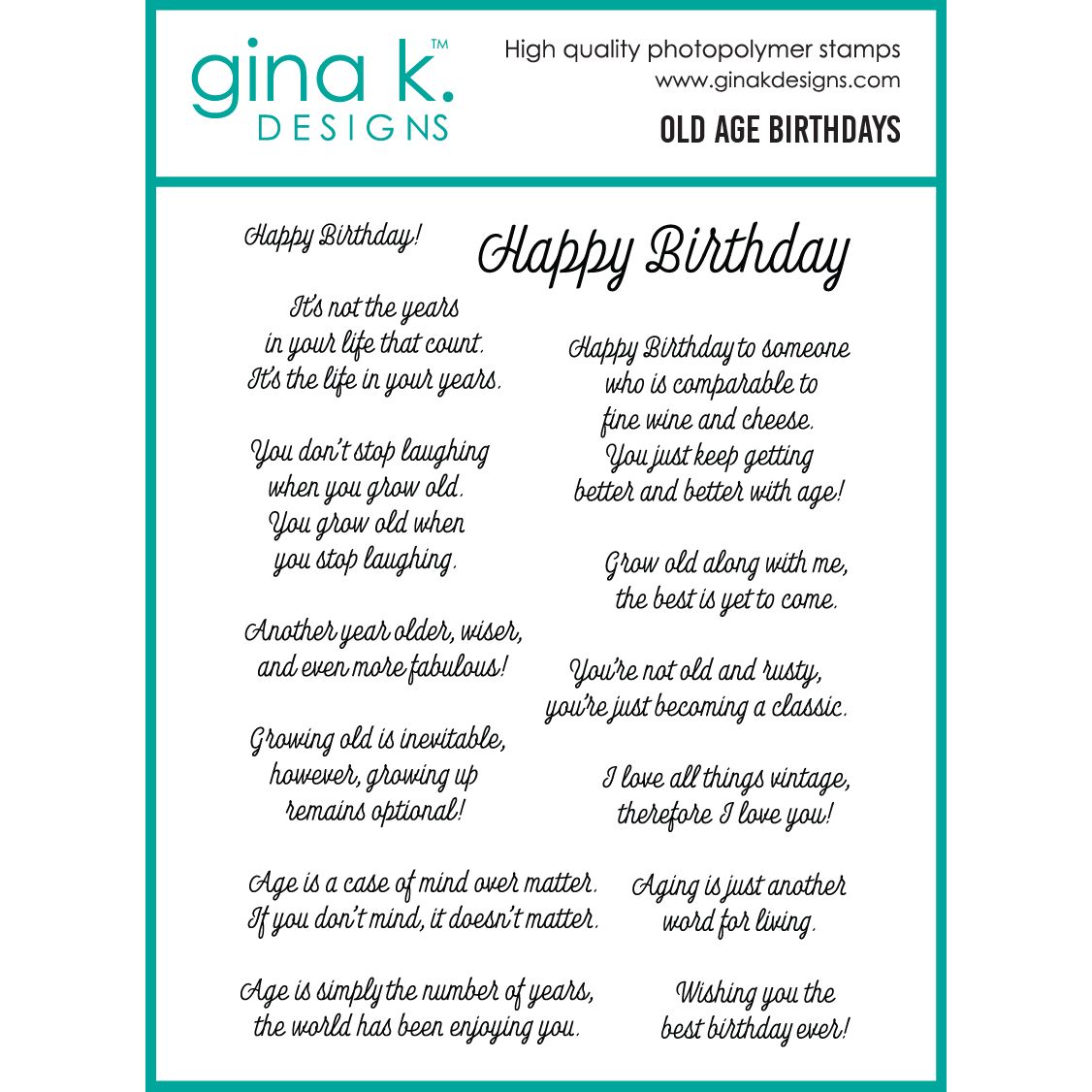 Gina K Designs Old Age Birthday Stamps dw45