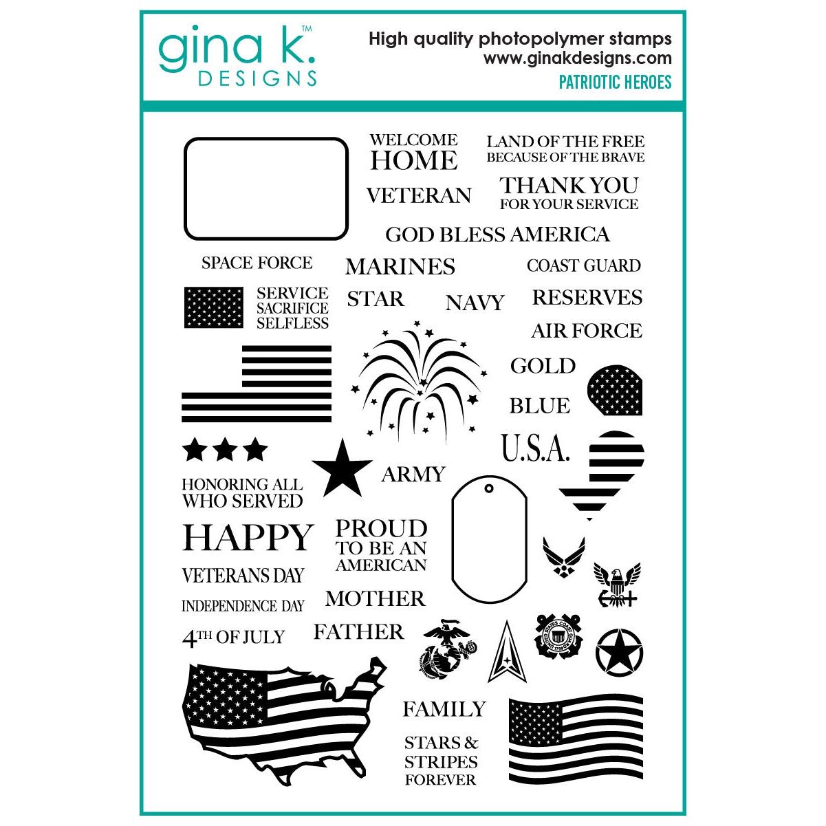Gina K Designs Patriotic Heroes Stamps bs76