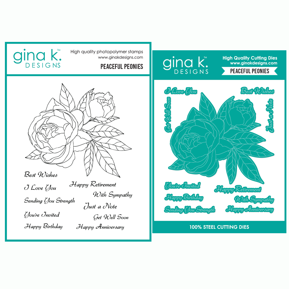 Gina K Designs Peaceful Peonies Stamp and Dies