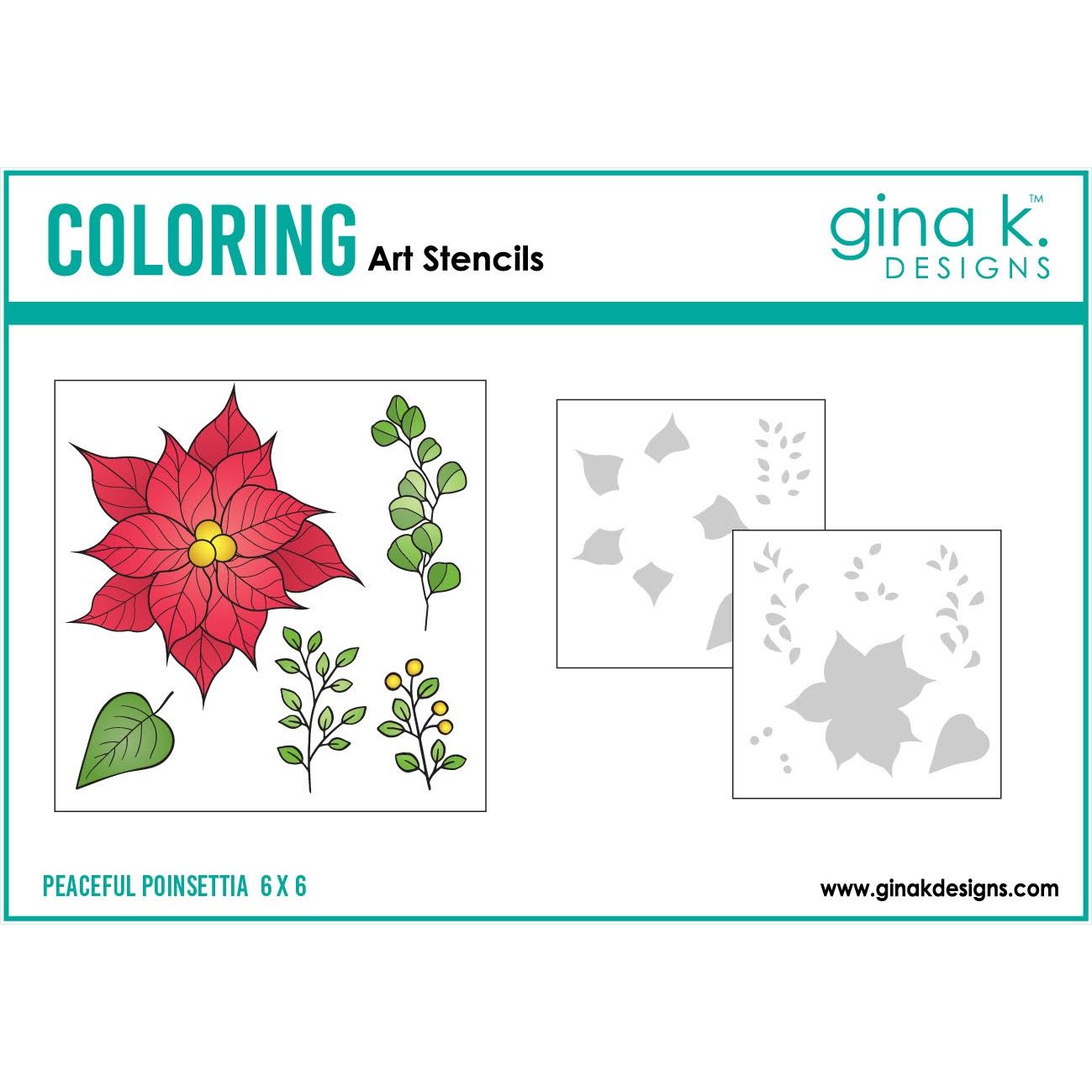 Gina K Designs Peaceful Poinsettia Layering Stencils gkdst116