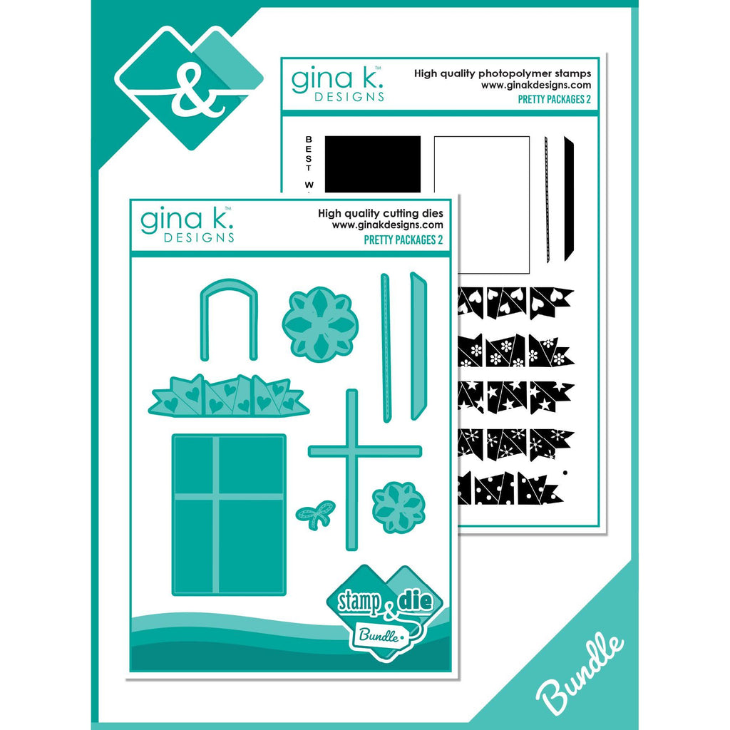 Gina K Designs Pretty Packages 2 Stamps and Dies Bundle mmdie0480