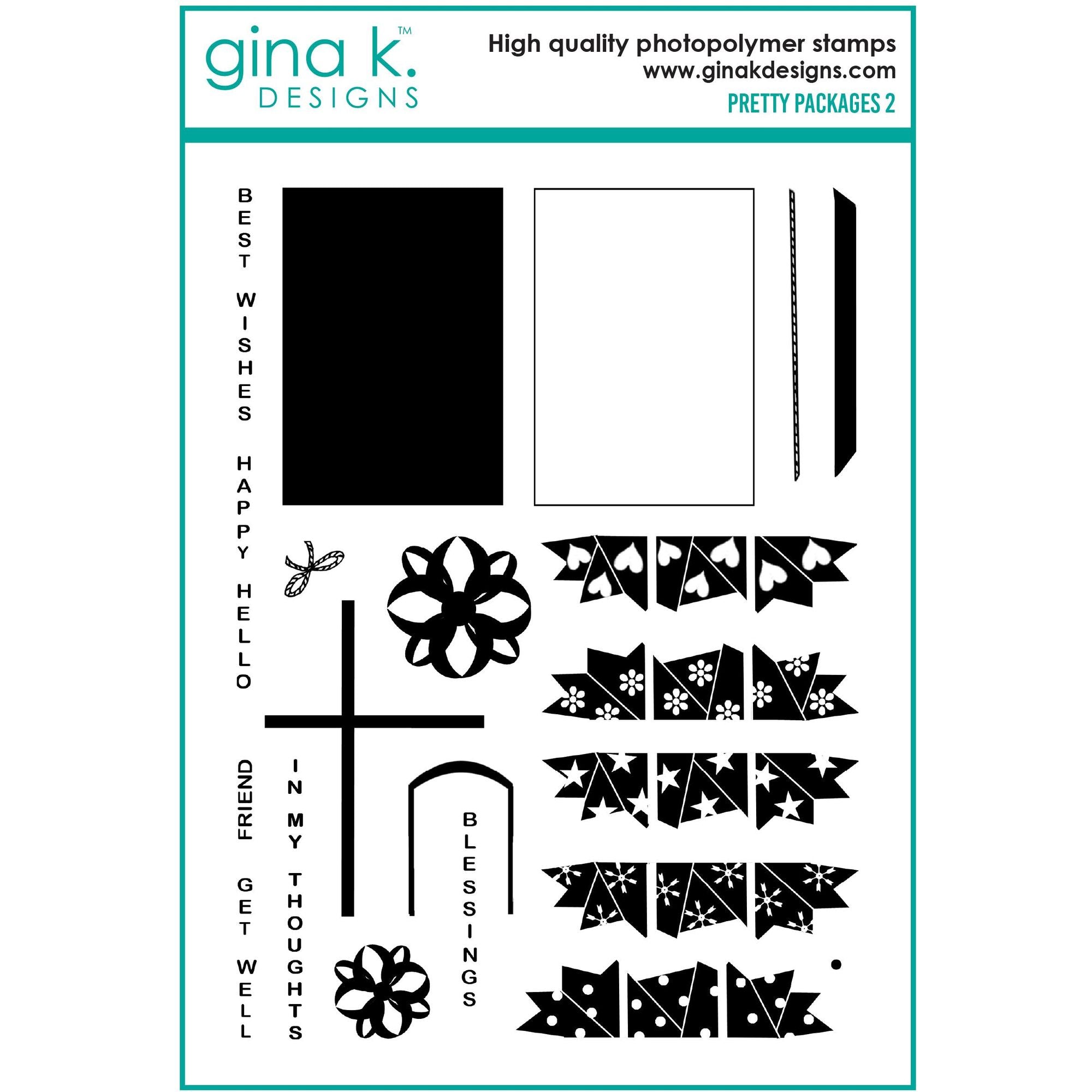 Gina K Designs Pretty Packages 2 Stamps and Dies Bundle mmdie0480 stamps only