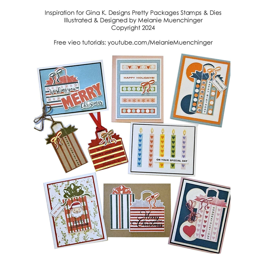 Gina K Designs Pretty Packages Stamps and Dies Bundle mmdie0452 Inspiration Sheet
