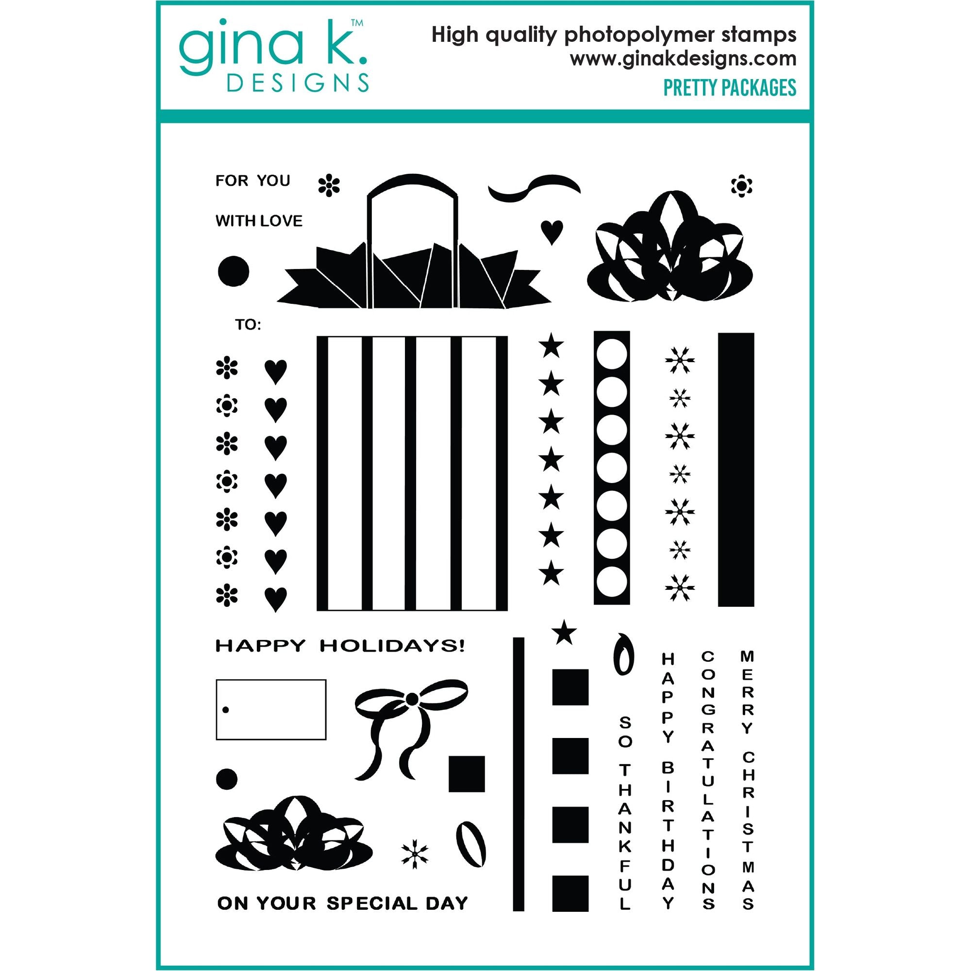 Gina K Designs Pretty Packages Stamps and Dies Bundle mmdie0452 STAMPS