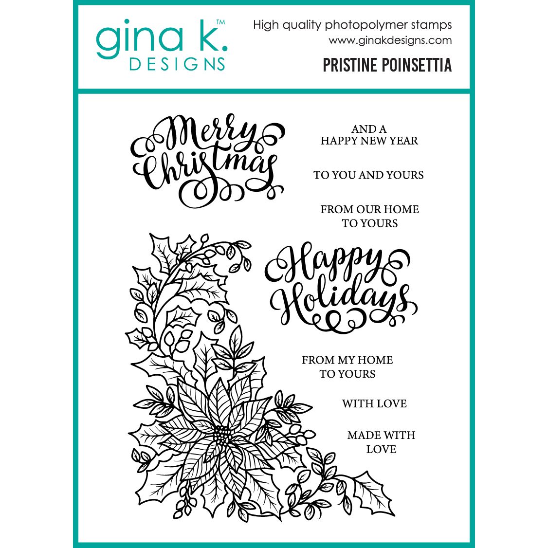 Gina K Designs Pristine Poinsettia Stamps as50