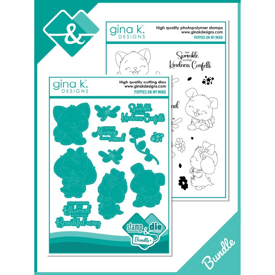 Gina K Designs Puppies On My Mind Stamps and Dies Bundle dgdie0516