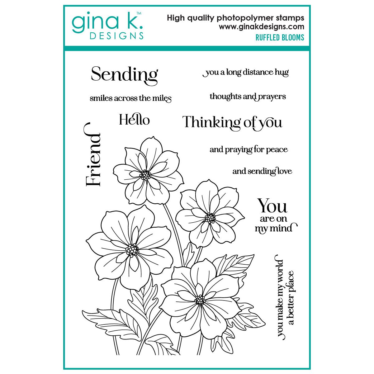 Gina K Designs Ruffled Blooms Stamps gkd294