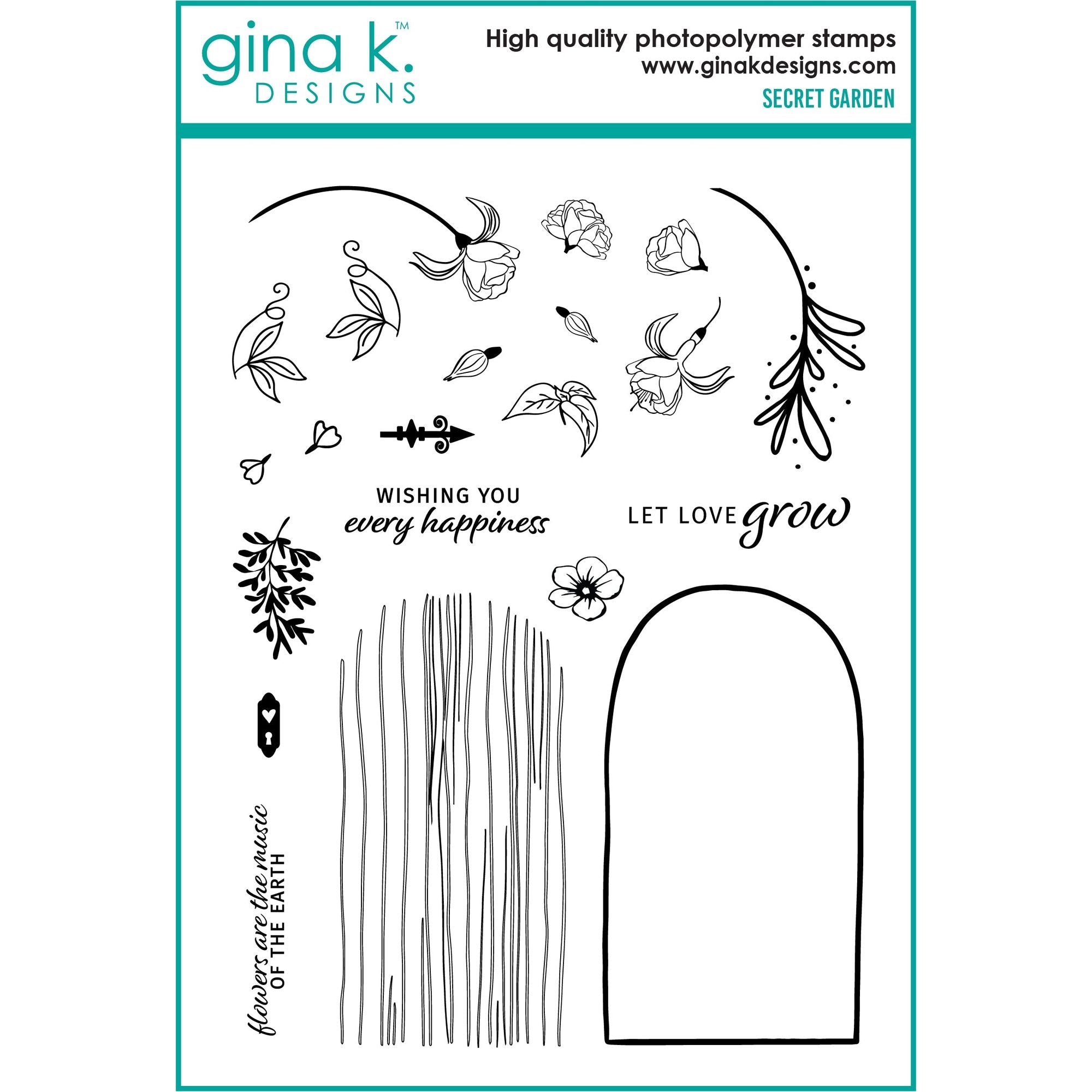 Gina K Designs Secret Garden Stamps and Dies Bundle lhdie0472 Stamps Only