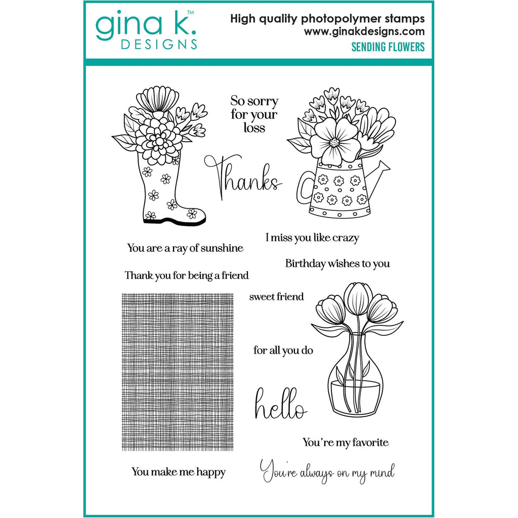 Gina K Designs Sending Flowers Stamps and Dies Bundle gkdie0502 STAMPS