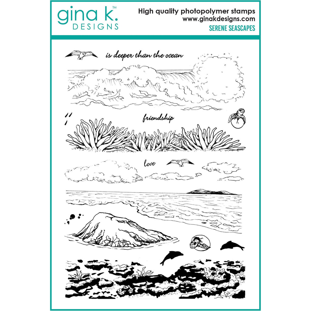 Gina K Designs Serene Seascapes Stamps and Dies Bundle mmdie0491 stamps only