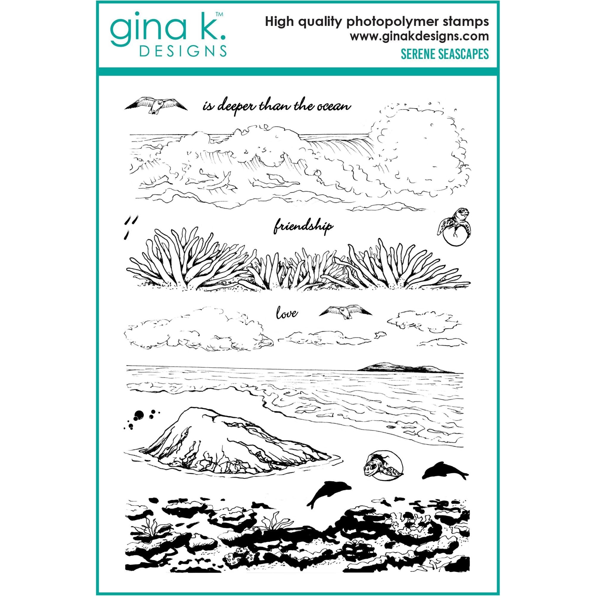 Gina K Designs Serene Seascapes Stamps and Dies Bundle mmdie0491 stamps only