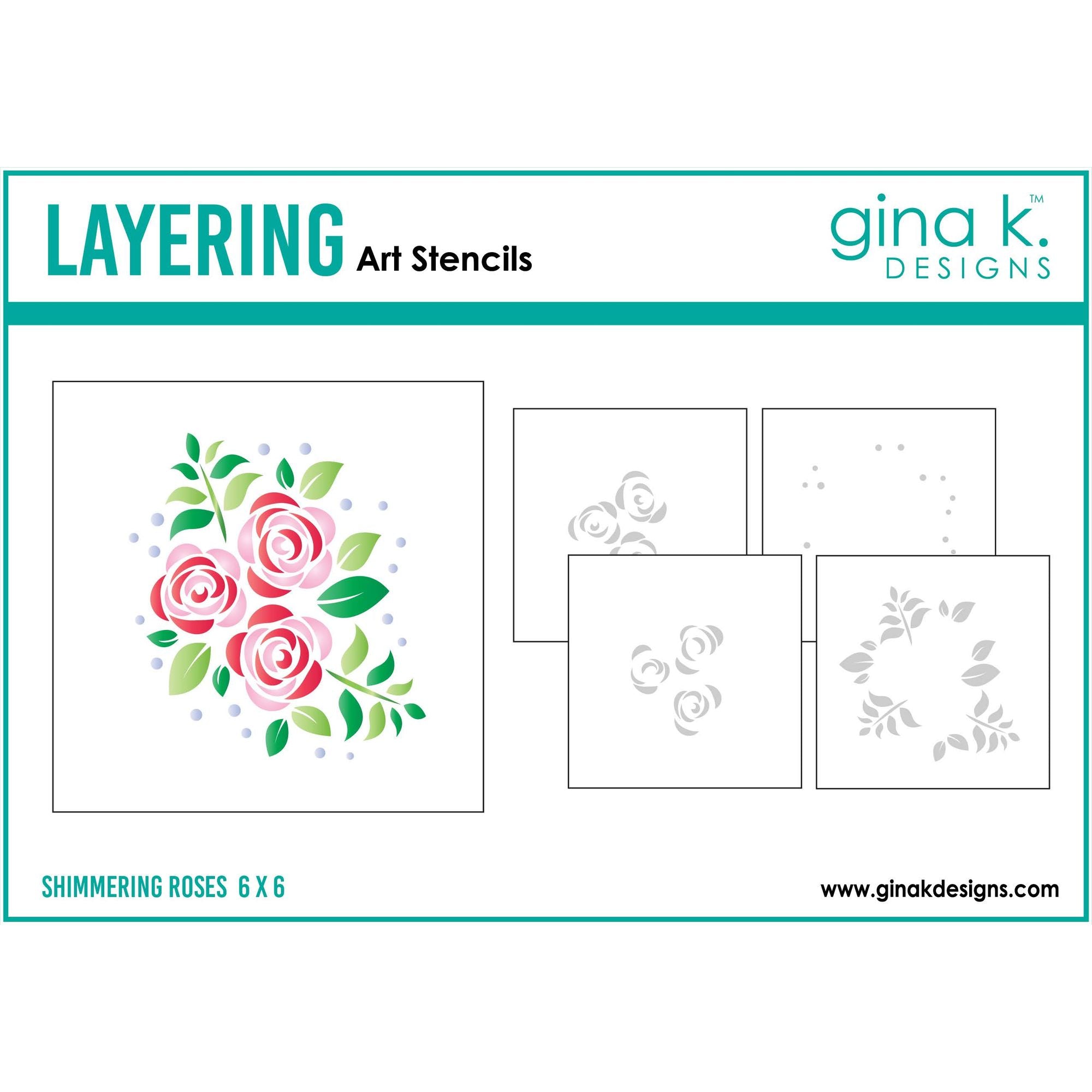 Gina K Designs Shimmering Roses Layering Stencils gkdst97