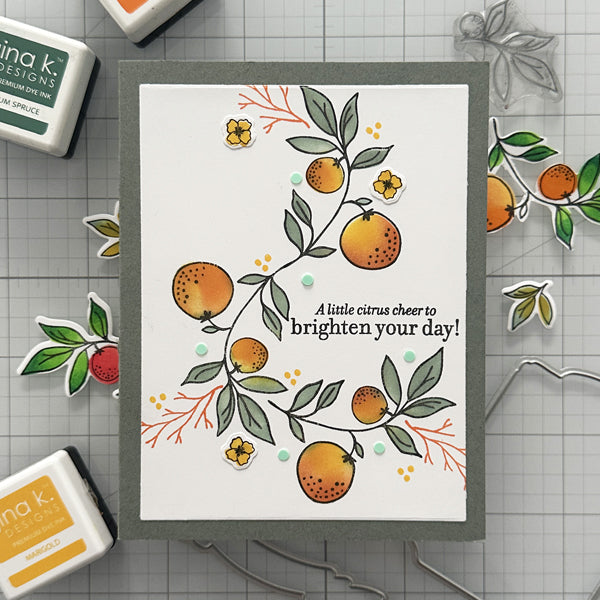 Gina K Designs Simplici-Tea and Joy a little citrus cheer to brighten your day with oranges card