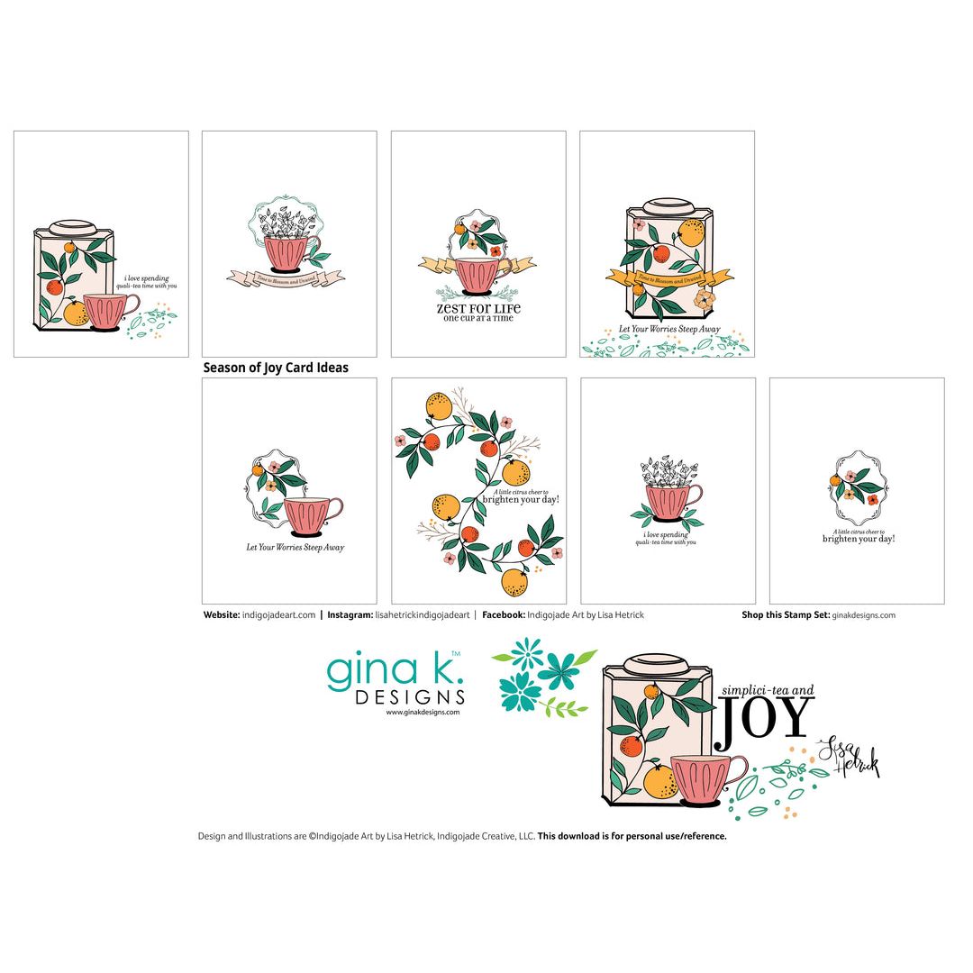 Gina K Designs Simplici-Tea and Joy multiple card layout ideas with featured stamp set