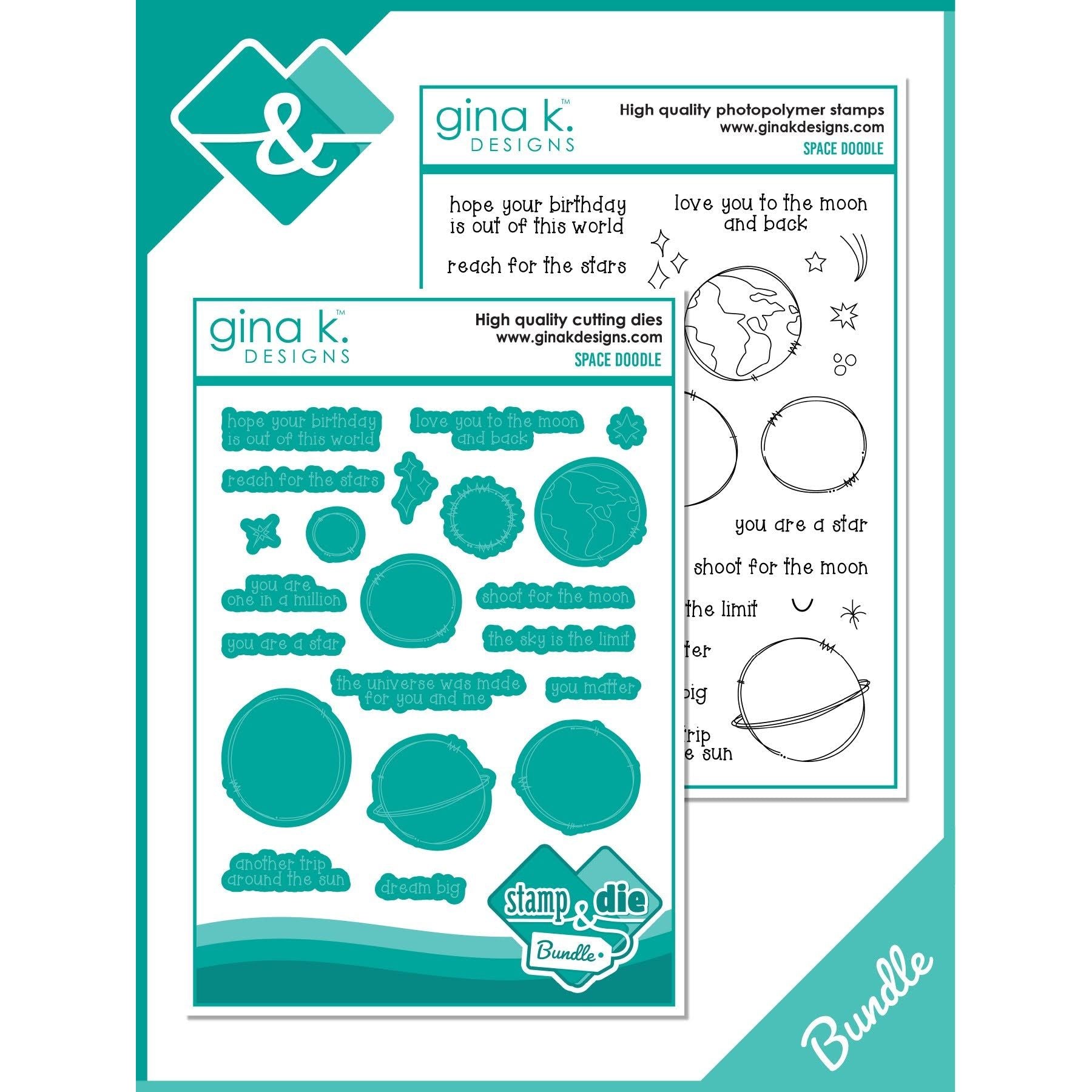 Gina K Designs Space Doodles Stamps and Dies Bundle bsdie0482