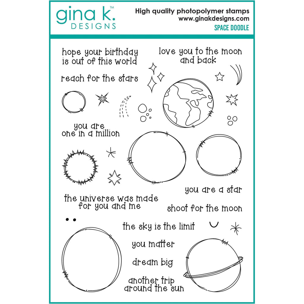 Gina K Designs Space Doodles Stamps and Dies Bundle bsdie0482 stamps only