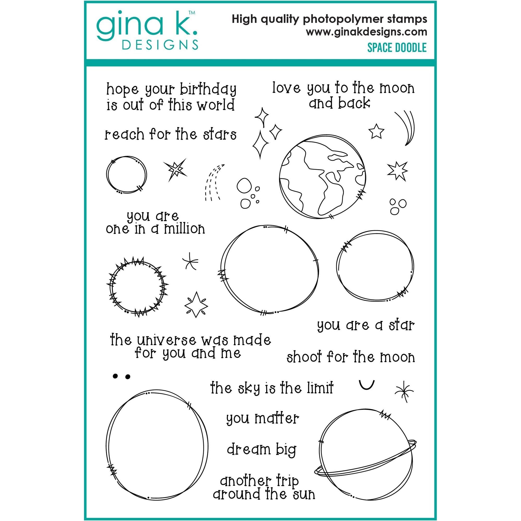 Gina K Designs Space Doodles Stamps and Dies Bundle bsdie0482 stamps only