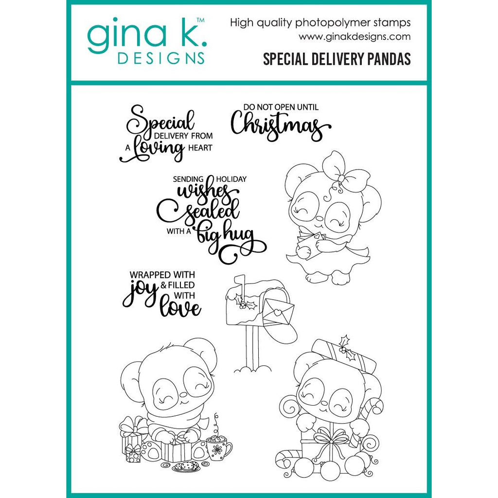 Gina K Designs Special Delivery Pandas Stamps dg17