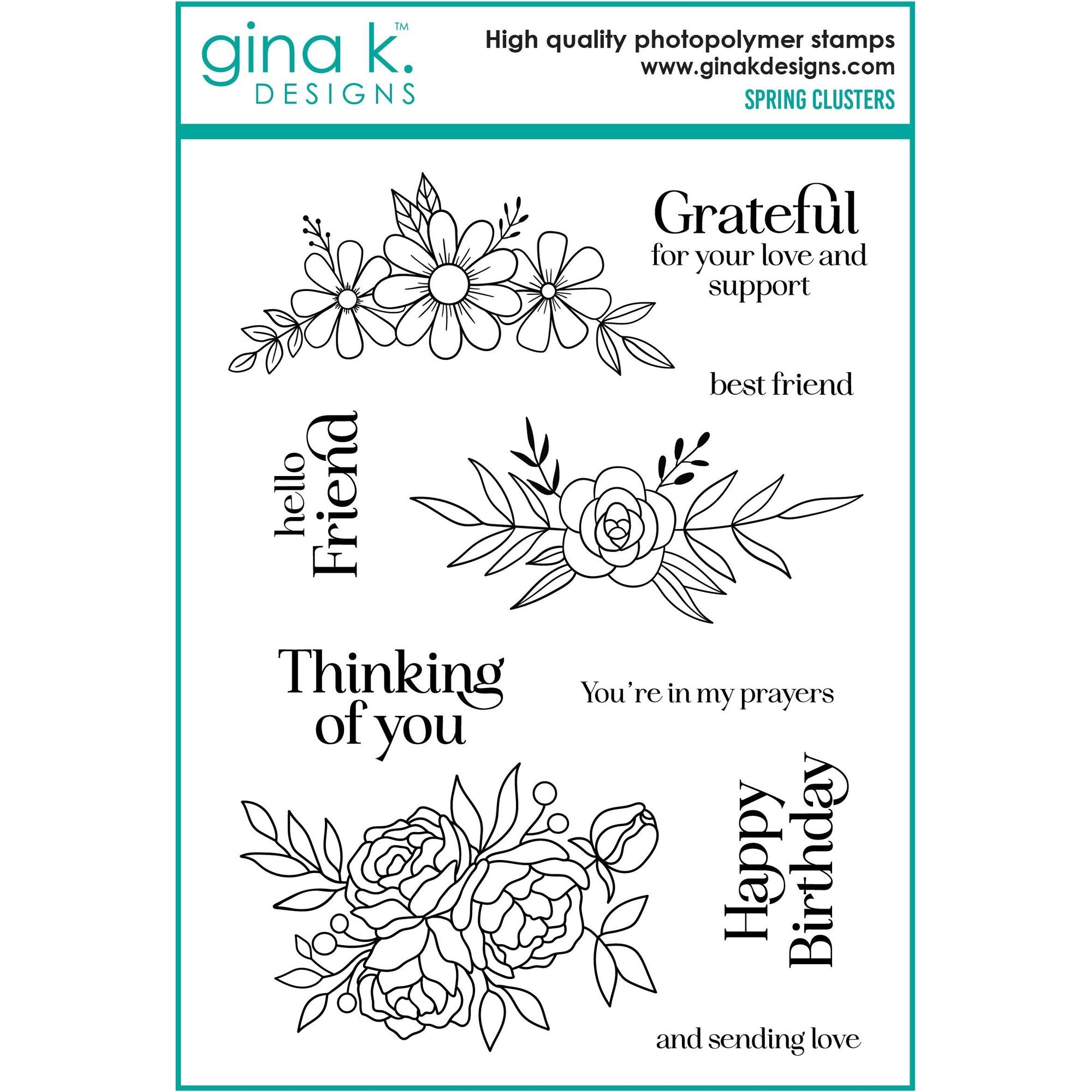 Gina K Designs Spring Clusters Stamps gkd271