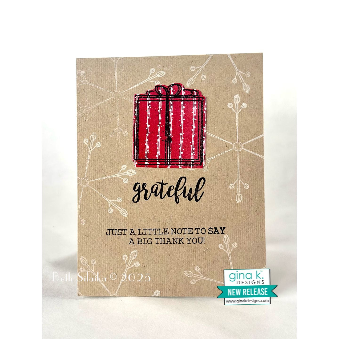 Gina K Designs Thankful Inside and Out Grateful just a little note to say a big thank you with red gift