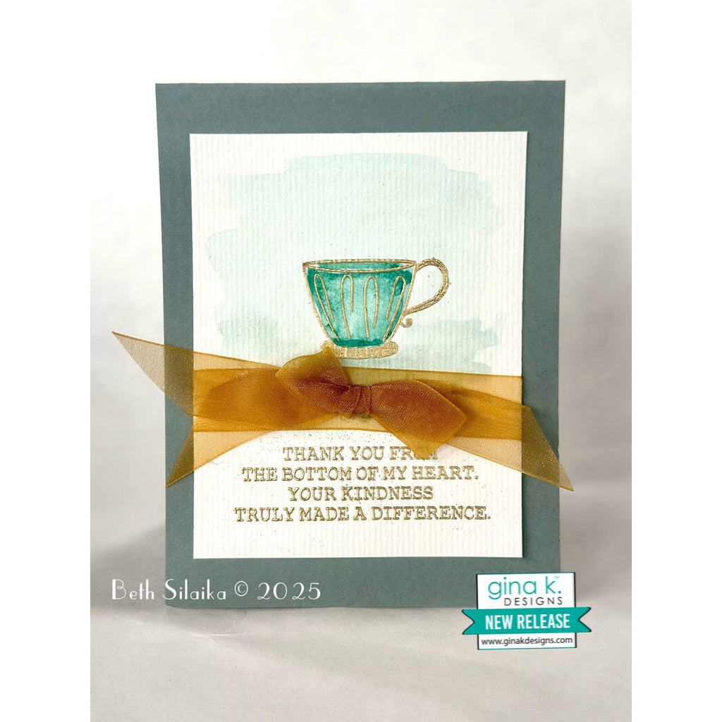 Gina K Designs Thankful Inside and Out Teacup thank you from the bottom of my heart your kindness truly made a difference