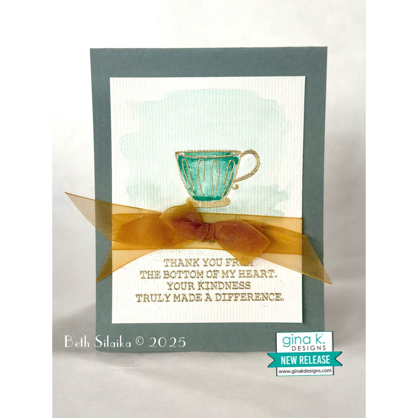 Gina K Designs Thankful Inside and Out Teacup thank you from the bottom of my heart your kindness truly made a difference